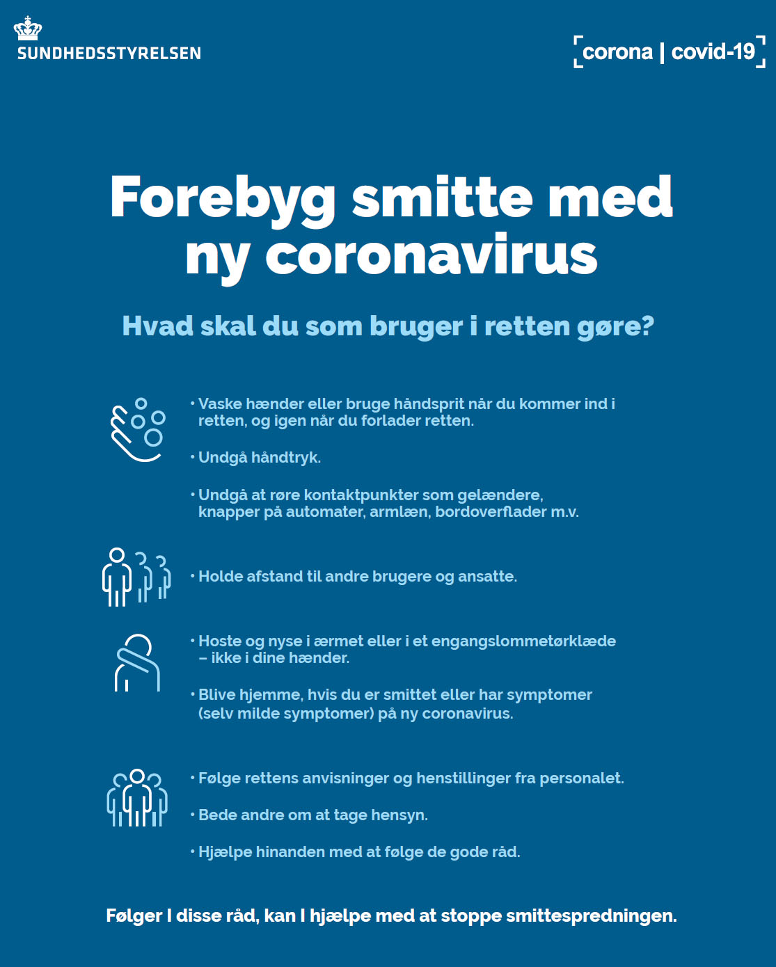 Retningslinjer for at forebygge smittespredning med Coronavirus