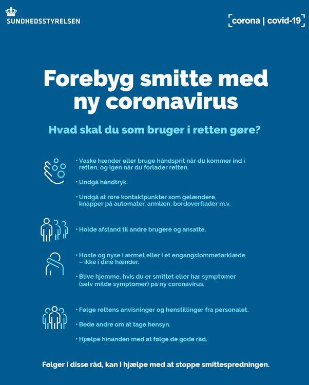 Retningslinjer for at forebygge smittespredning med Coronavirus